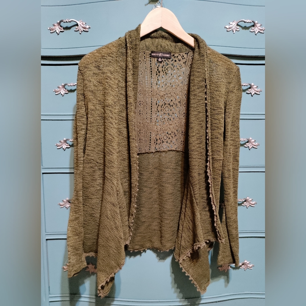 Light green lace backed cardigan